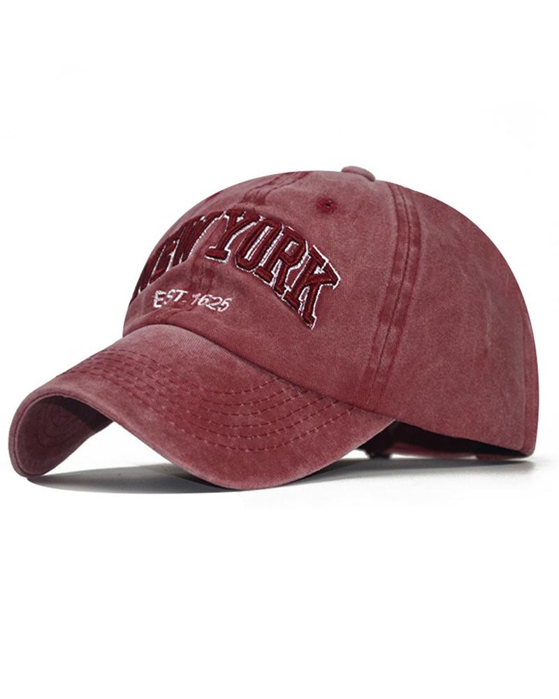 

NEW YORK Letter Embroidery Baseball Cap, Wine red