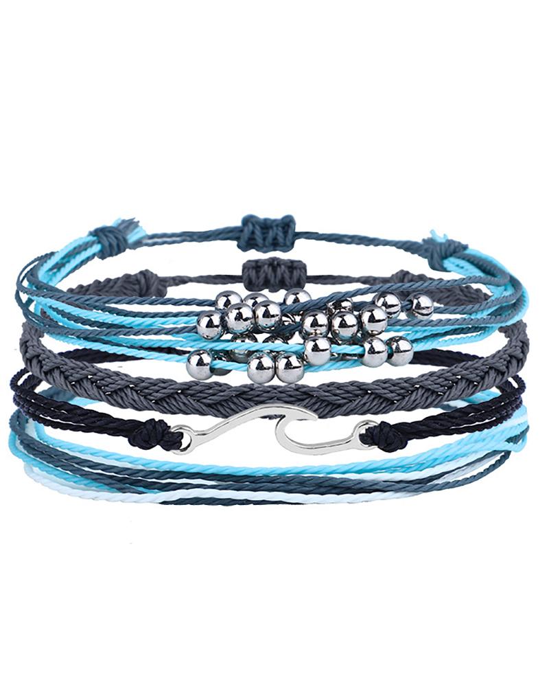 

4pcs Bohemian Colorful Braided Beaded Clan Bracelets, Style2