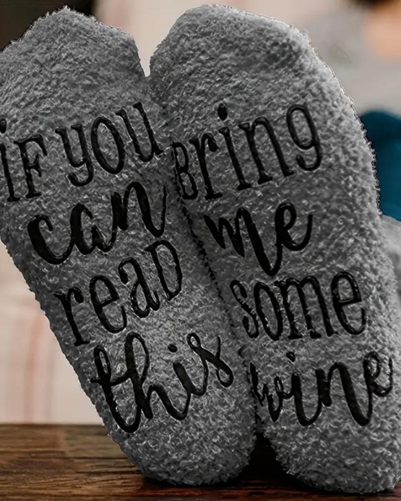 

1Pair Funny Letter Print Crew Socks, Gray