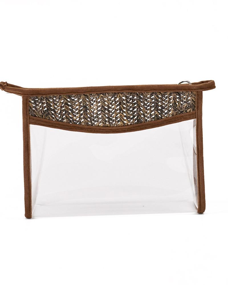 

Waterproof Braided Makeup Bag, Brown