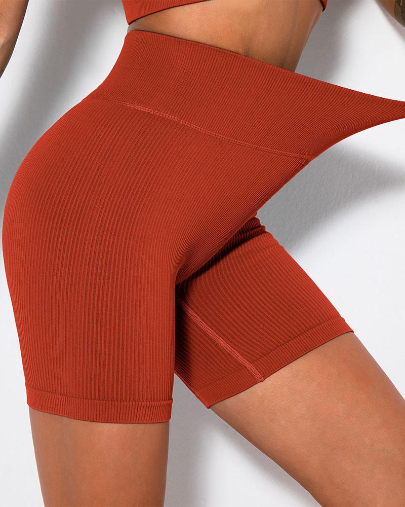 

High Waist Tummy Control Butt Lift Active Shorts, Red