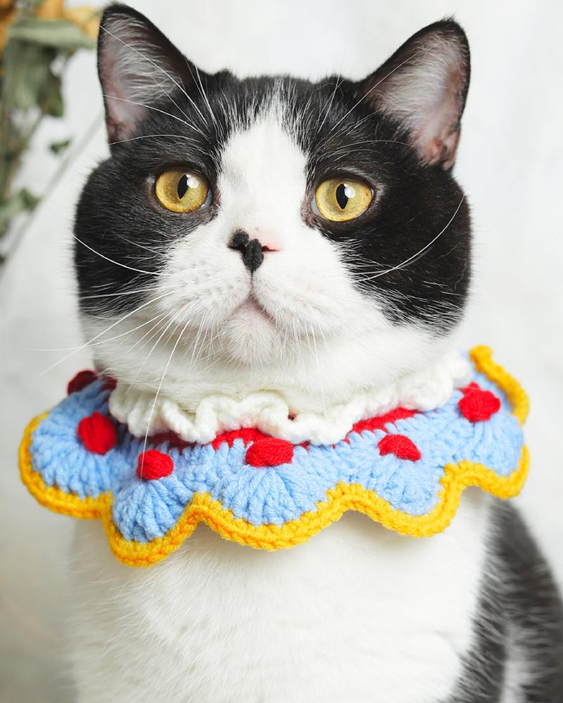 

Snow White Knit Cat Bib, Blue