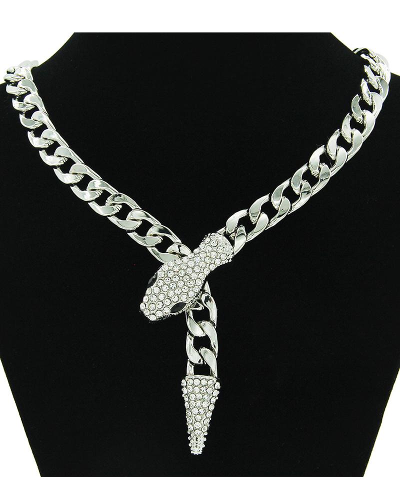 

1pc Rhinestone Snake Magnet Chain Necklace, Style2