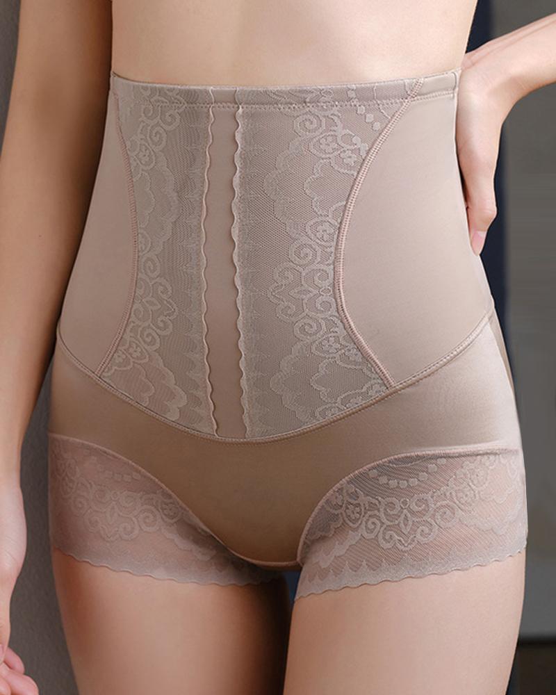 

Lace Patch High Waist Butt Lifting Shapewear, Coffee