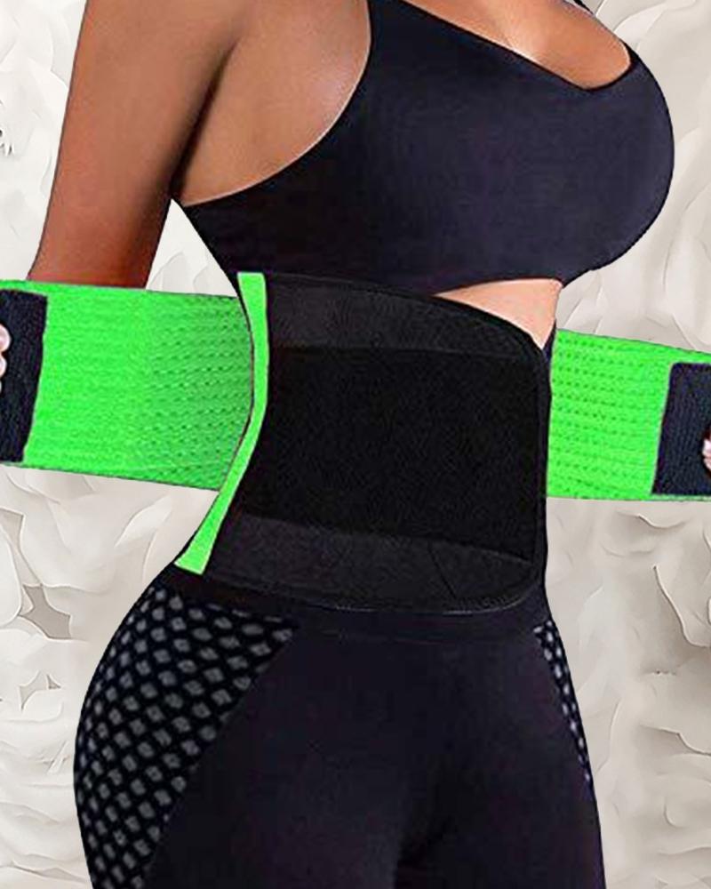 

Colorblock High Elastic Skinny Sporty Corset, Green