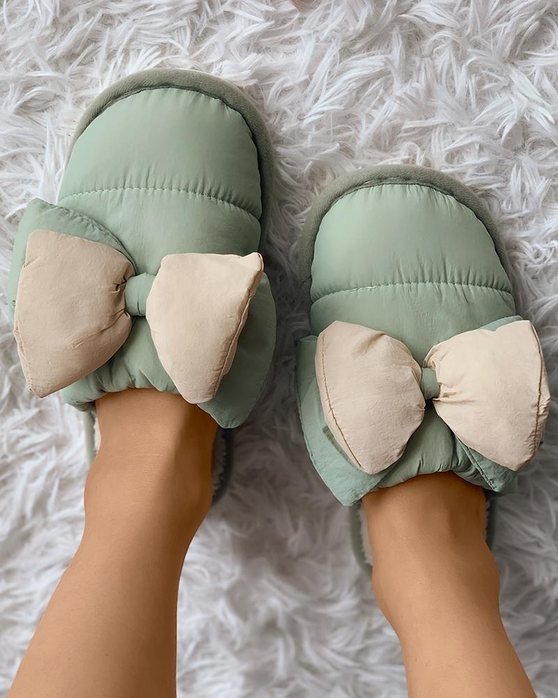 

Bowknot Decor Casual Slipper, Green