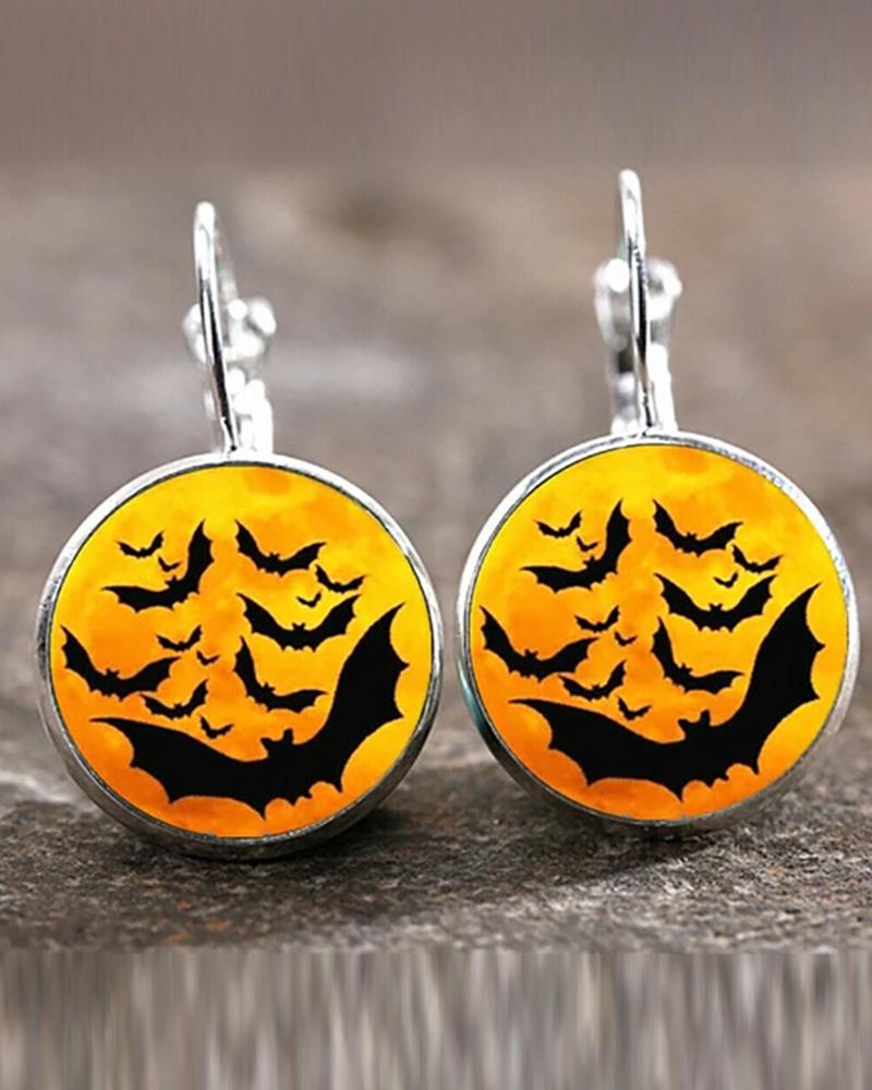 

Halloween Bat / Skull / Octopus Pattern Drop Dangle Earrings, Yellow