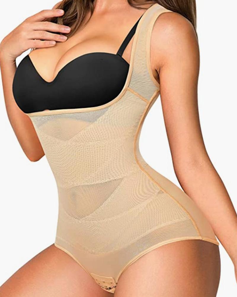 

Body Shaping Tummy Control Bodysuit Waist Trainer Chest Support Abdomen Corset Shapewear, Apricot