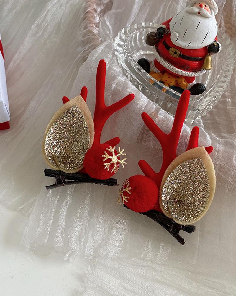 

1Pair Christmas Hair Clips Antlers Hairpins Hair Accessories Christmas Ornament Party Headpiece, Style10