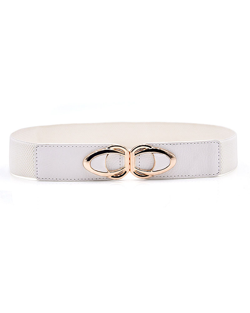 

1pc Minimalist Metal Buckle Elastic Belt, White