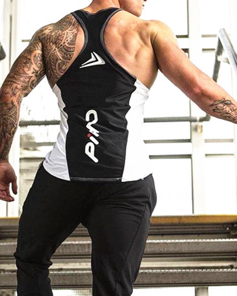 

Colorblock Skinny Sleeveless Skinny Tanks, White