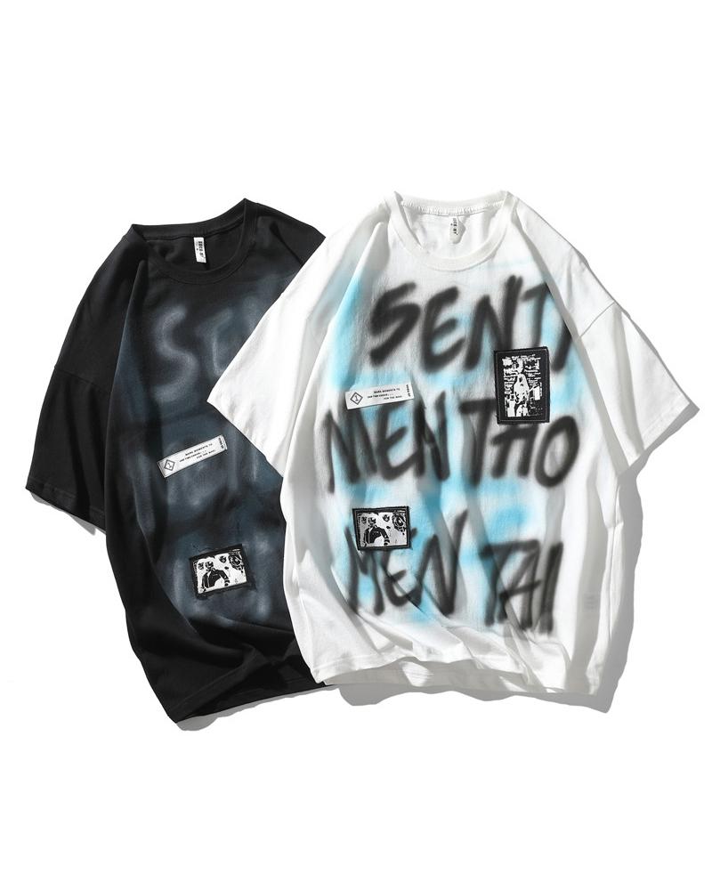 

Letter Graphic Short Sleeve Loose T-shirts, White
