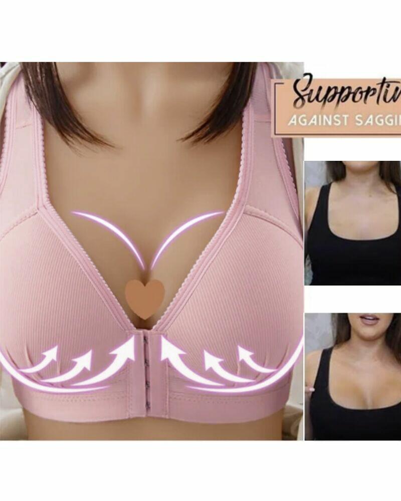 

Breathable Hook Front Push Up Brassiere, Light pink