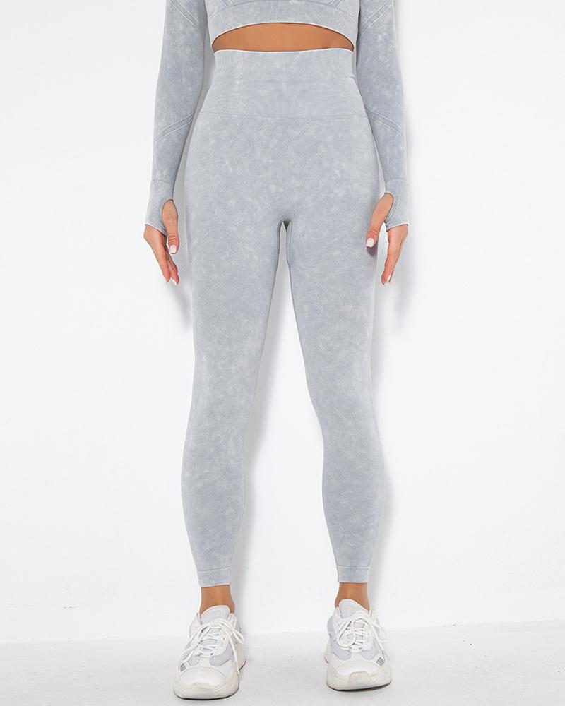

Solid Color Seamless High Waist Skinny Sexy Active Pants, Gray