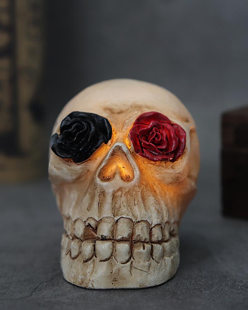 

Halloween Skull Lights Ghost Festival LED Decoration Flowers Rose Glowing Skull Shape Decoration Desktop for Halloween Party Home Outdoor, Style3