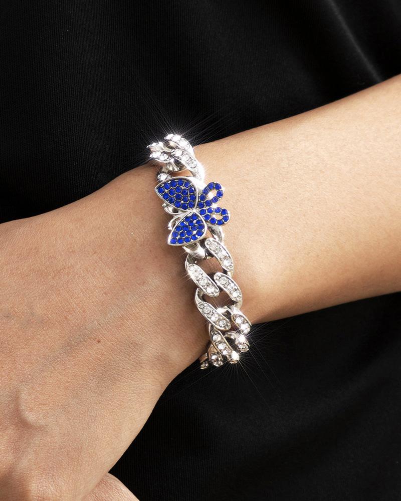 

1PCS Rhinestone Butterfly Decor Chain Design Bracelet, Blue