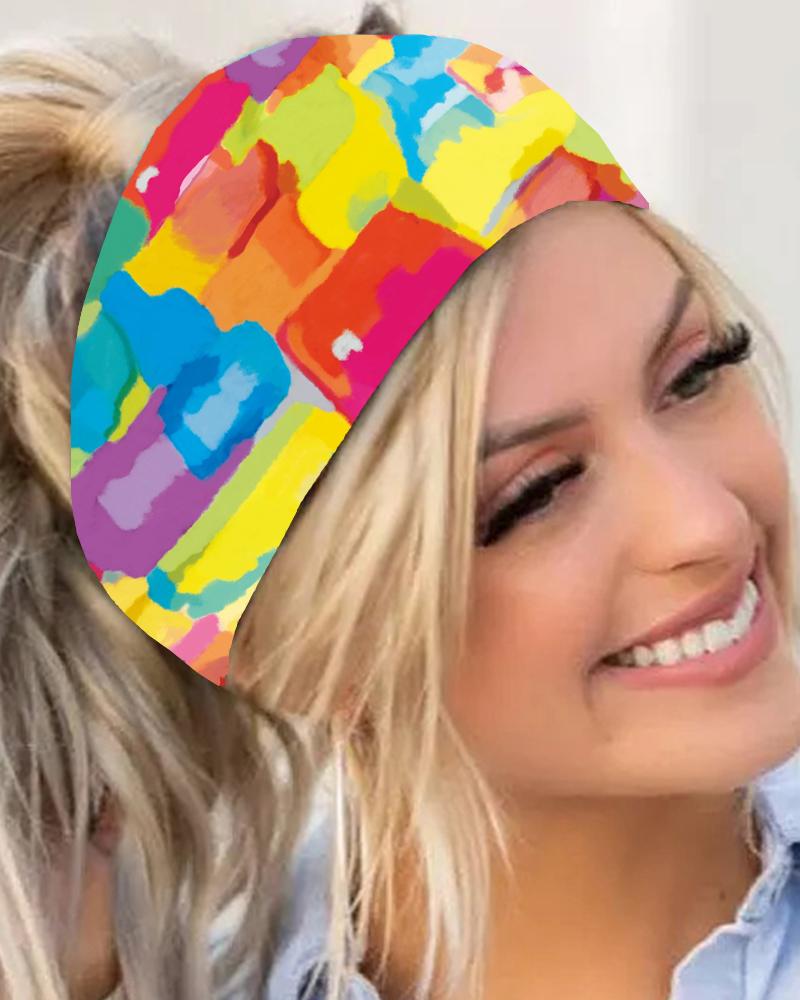

Melting Colors All-over Print Yoga Sports Wide Headband, Multicolor