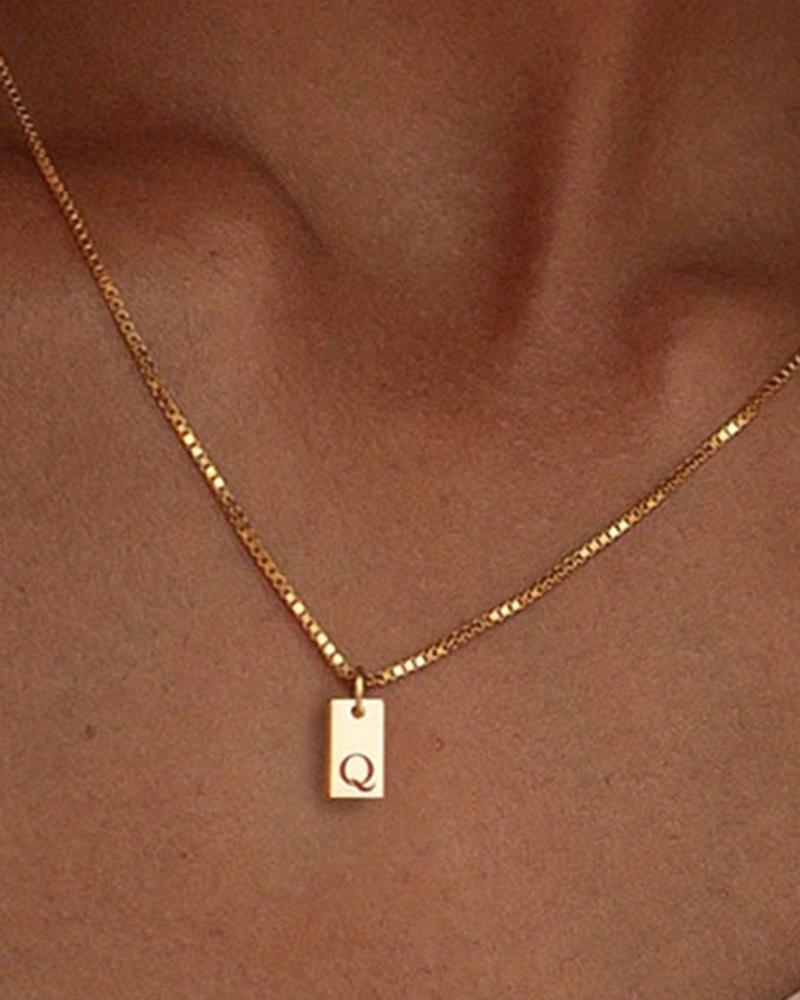 

1pc Alphabet Letter Engraved Pendent Necklace, Style17
