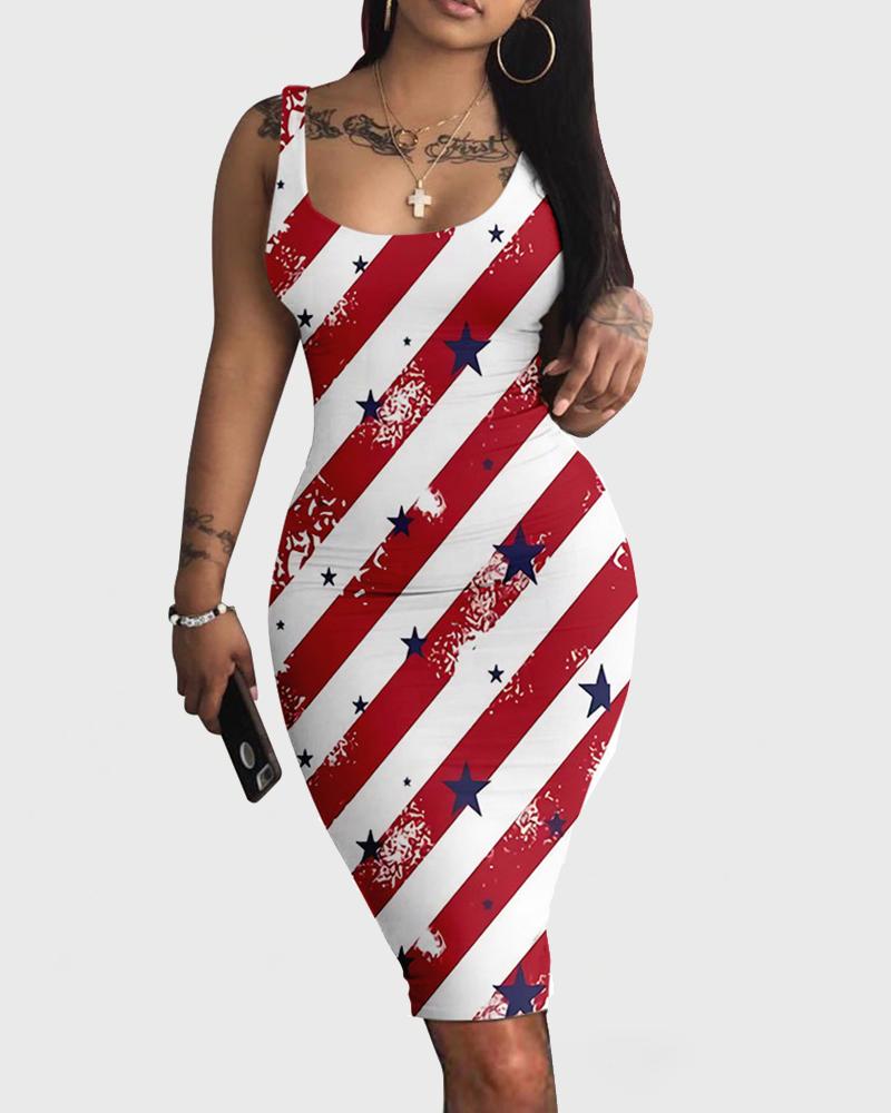 

Independence Day Print Sling Slinky Maxi Dress, Style3
