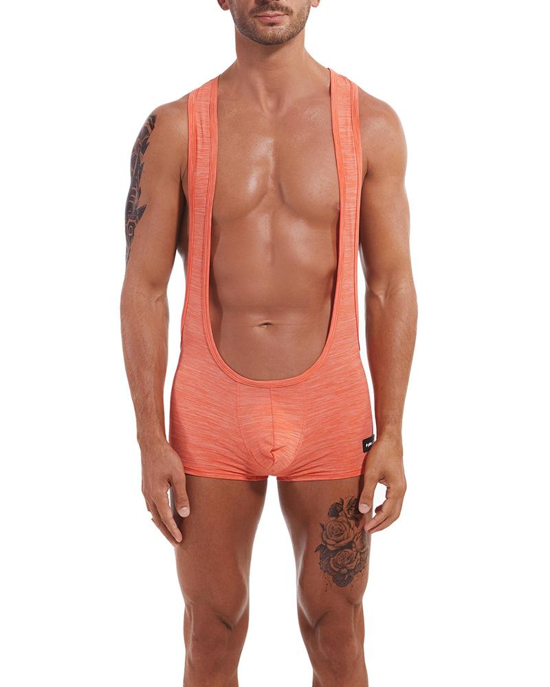 

Solid Cut-out Sleeveless Skinny Rompers, Orange