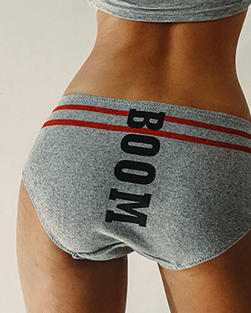 

Letter Print Cotton Sports Panty, Gray
