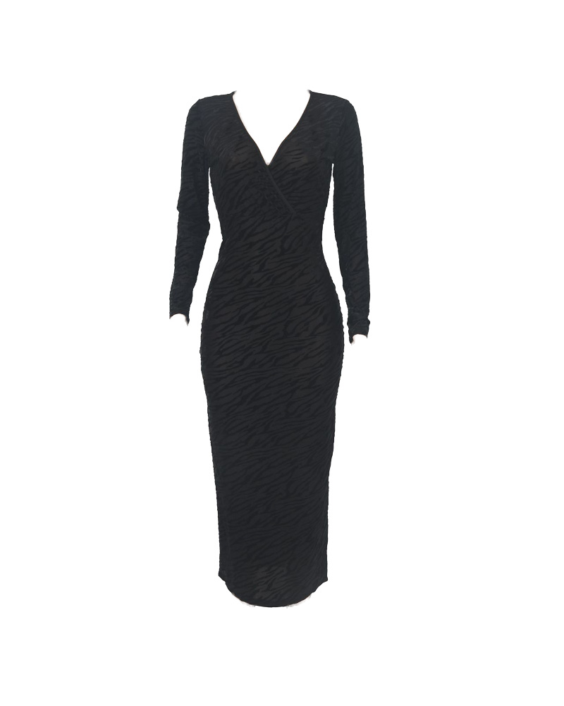 

Zebra Stripe Sheer Mesh Bodycon Dress, Black