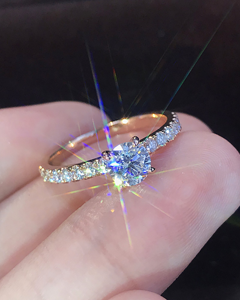 

Allover Rhinestone Decor Ring, Gold