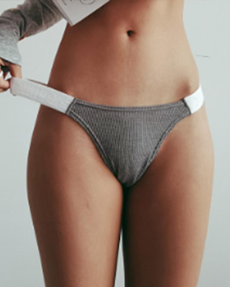 

Solid Skinny T-string Skinny Knitted Panties, Gray
