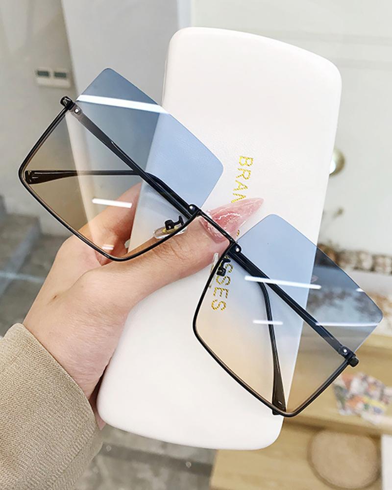 

1Pair Retro Half Metal Frame Square Tinted Sunglasses, Style2