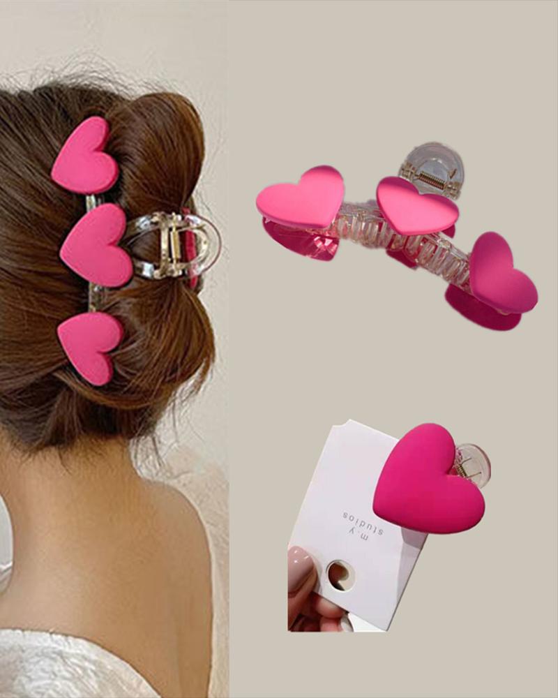 

Heart Pattern Hair Claw, Hot pink