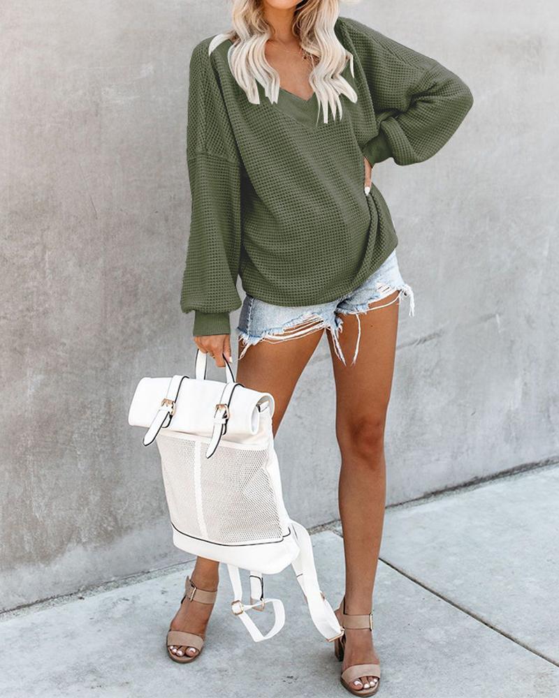 

Large V-neck off-the-shoulder sweater, Army green