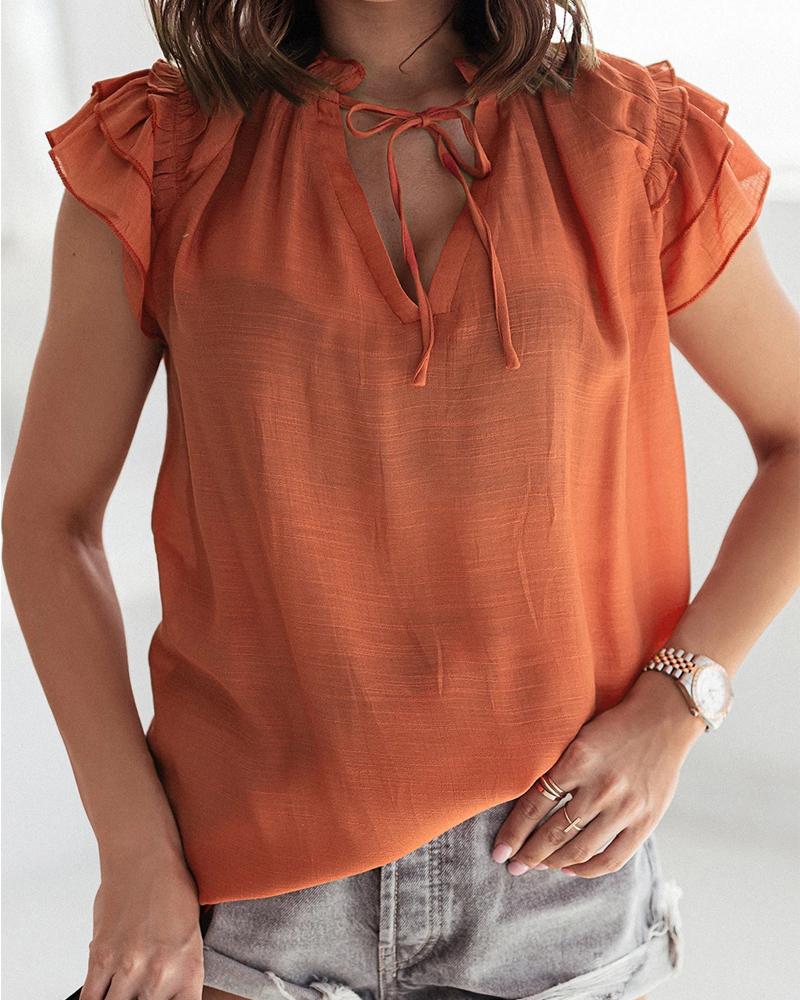 

Tiered Ruffle Hem Casual Top, Orange