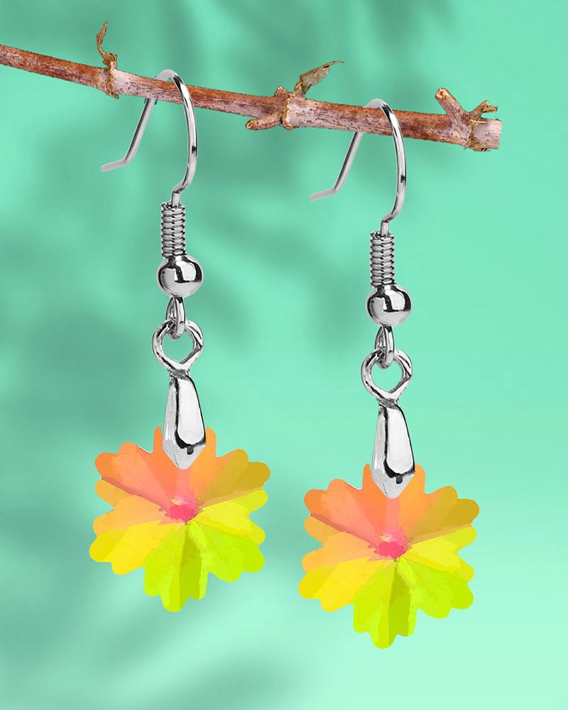 

1Pair Crystal Christmas Snowflake Drop Earrings, Yellow