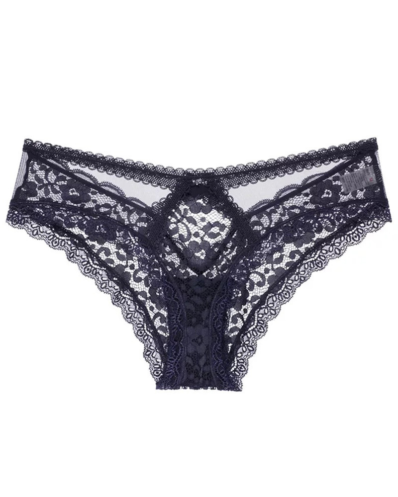 

Crochet Lace Crisscross Bowknot Back Panty, Black