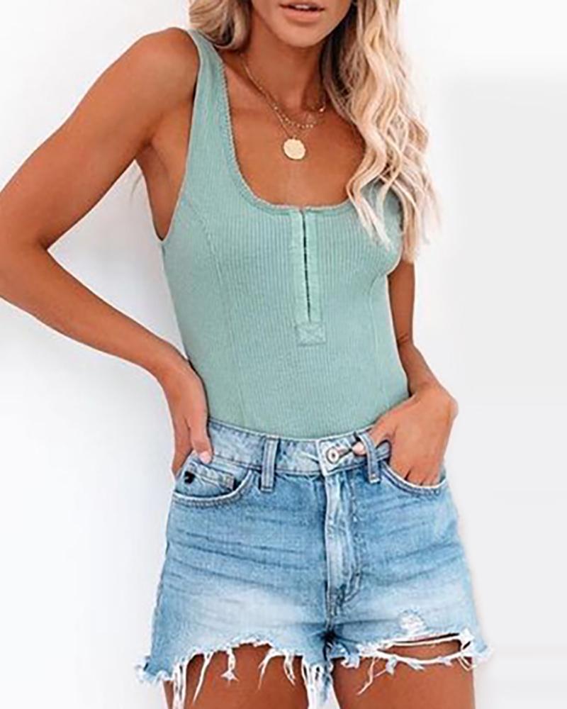 Buy Thick Strap Button Front Tank Top. Picture