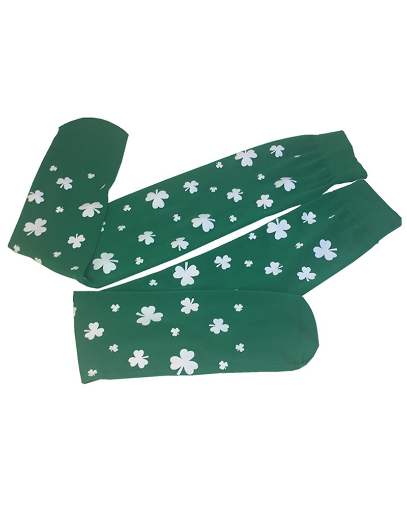 

St. Patrick's Day Over The Knee Heartbeat Clover Striped Print Stokcings, Style4