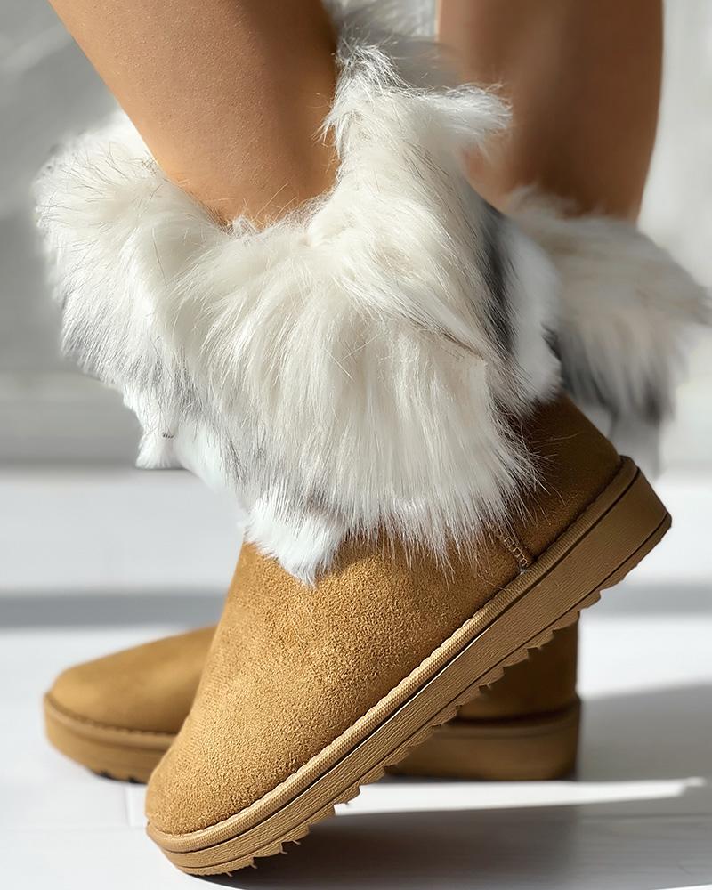 

Faux Fur Lined Snow Boots, Brown