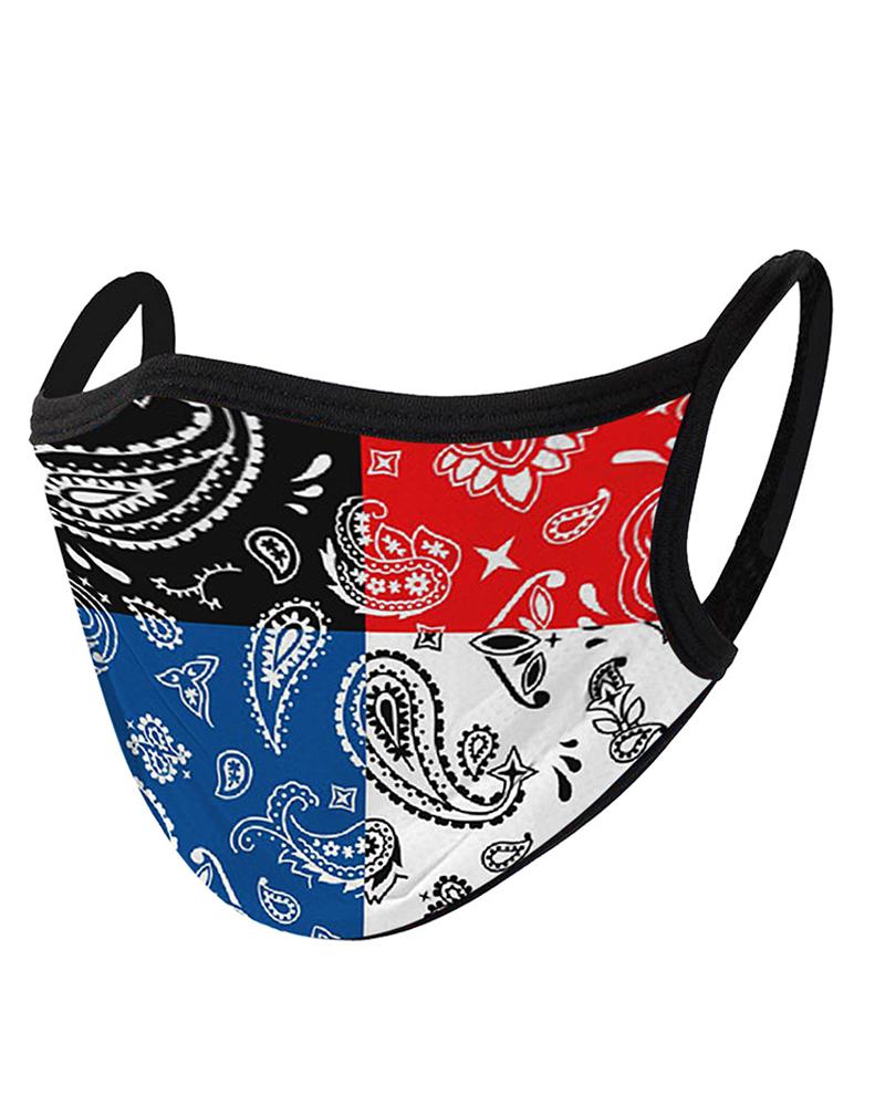 

Paisley Baroque Print Colorblock Breathable Face Mask, Style4