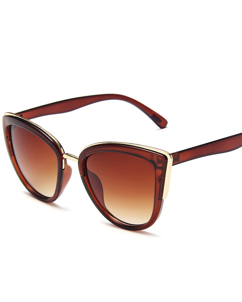 

1Pair Vintage Leopard Cat Eye Shaped Sunglasses, Brown