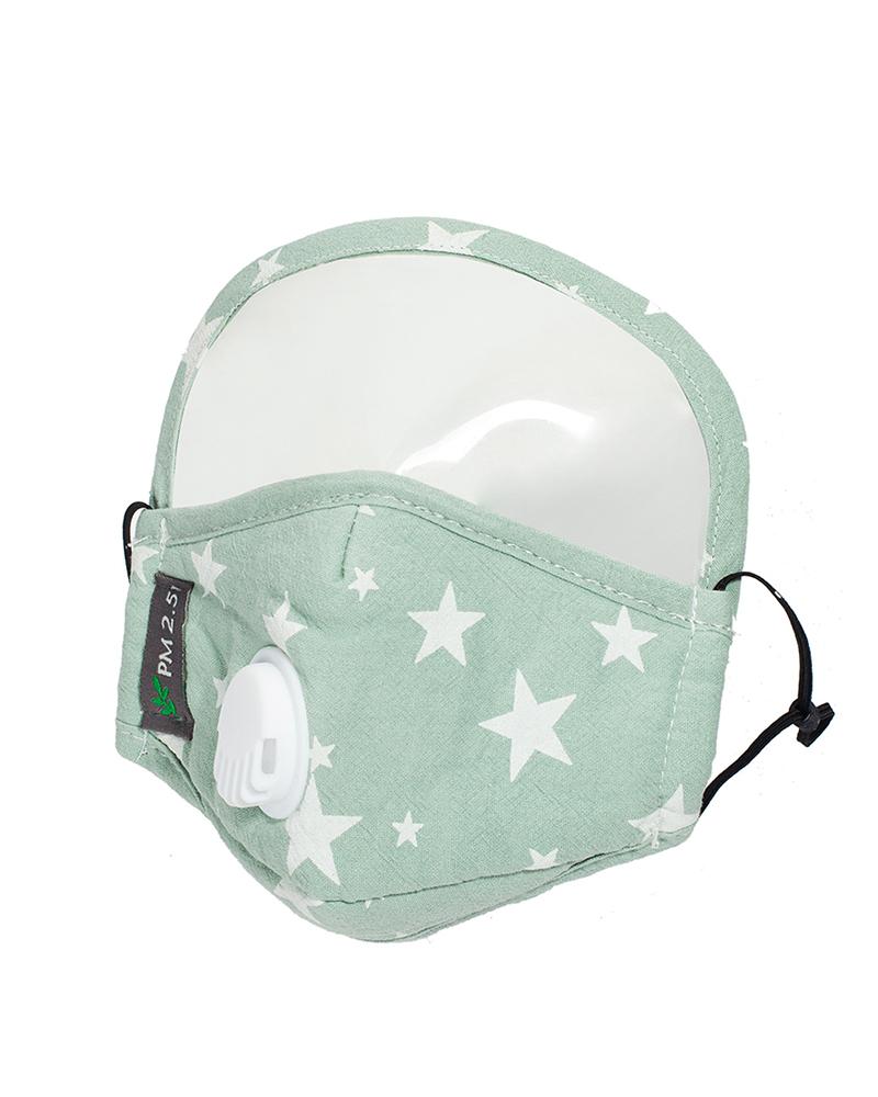 

Star Print Valve Outdoor Face Mask With Eyes Shield, Green