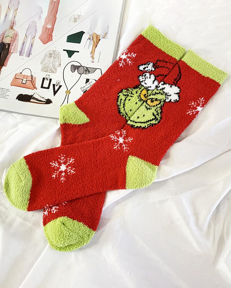 

1Pair Christmas Graphic Pattern Fuzzy Thermal Socks, Style2