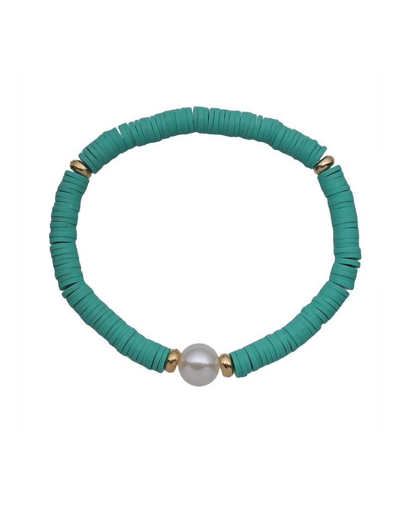 

Beaded Decor Boho Clay Bracelet, Green