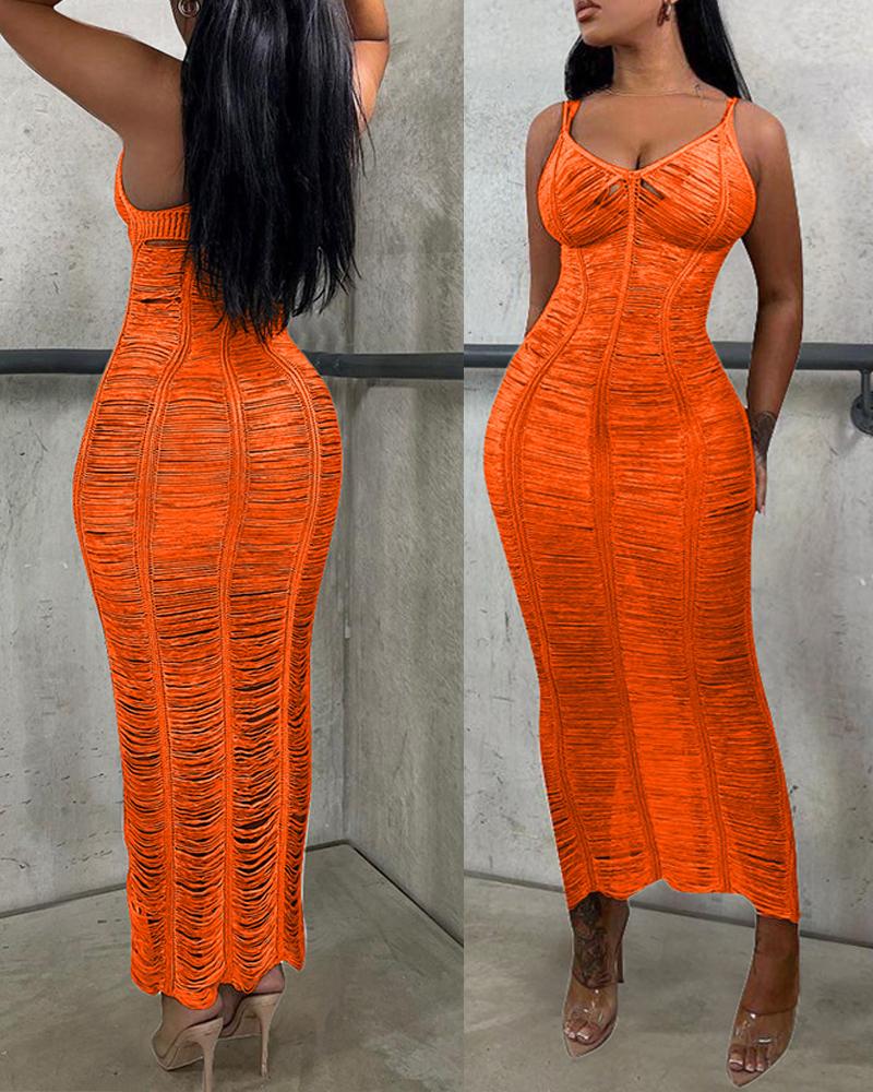 

Hollow Out Crochet V-Neck Cover Up Dress, Orange