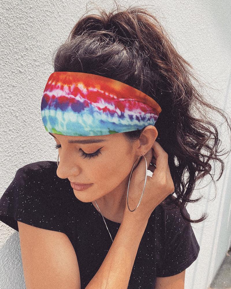 

Tie Dye Print Yoga Running Elastic Headwraps Hair Band, Multicolor