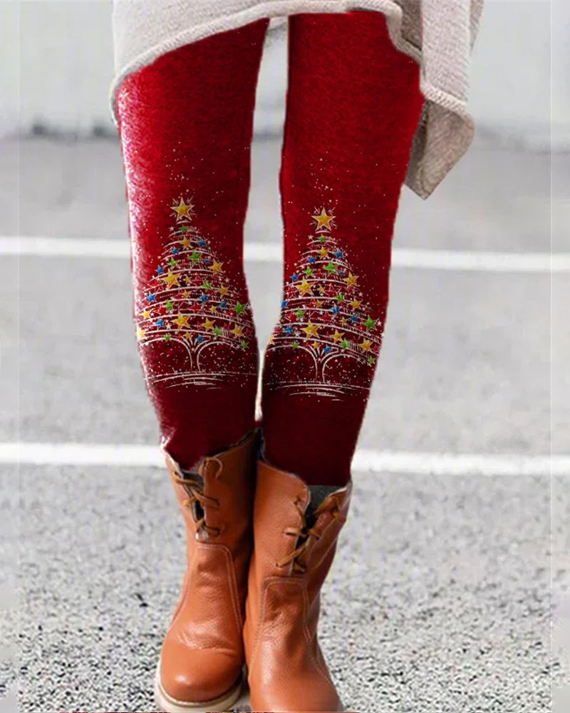 

Christmas Tree Snowflake Elk Print Leggings, Style4