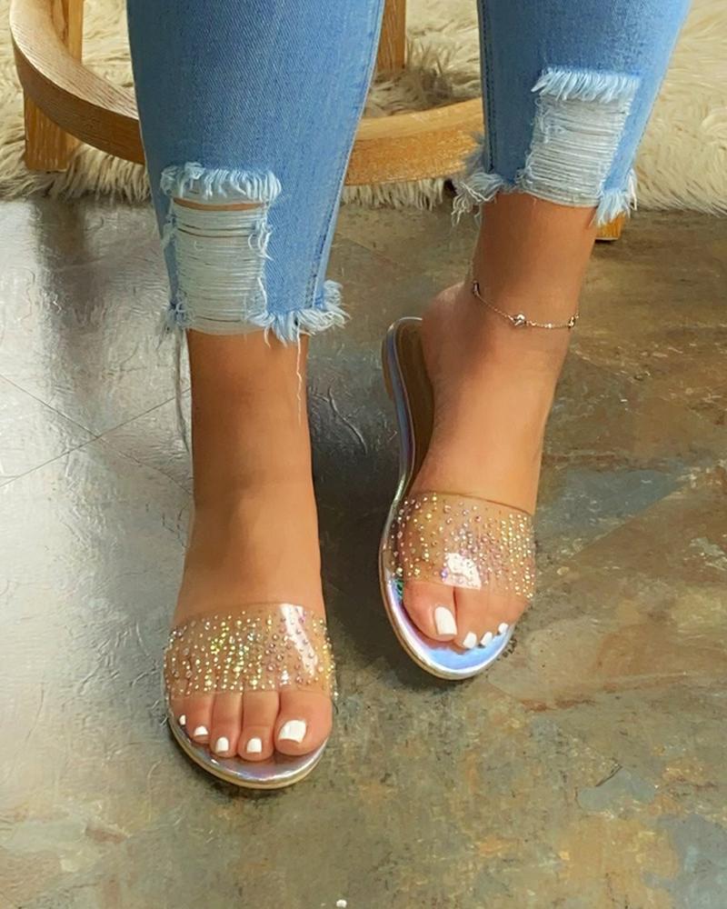 

Casual Open Toe Flat Sandals, Silver