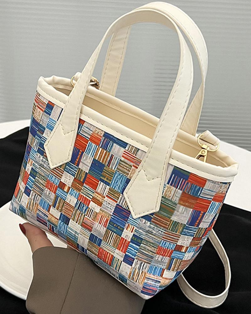 

Trendy Colorblock Large Capacity Crossbody Handbag, White