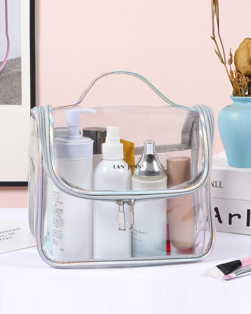 

Clear Makeup Bag Cosmetic Bag Waterproof Portable Travel Beauty Bag Multifunctional Toiletry Organizer, Silver