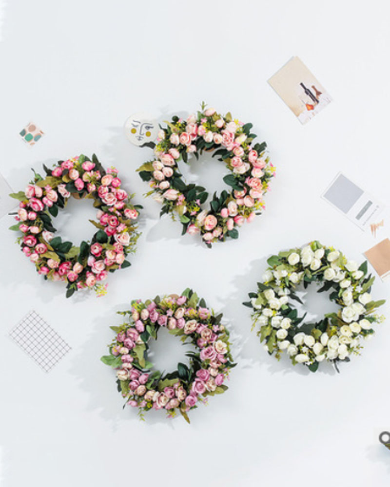 

Rose Flower Wreath Garland Wreath Handmade Home Decoration For Wedding Christmas Party, White