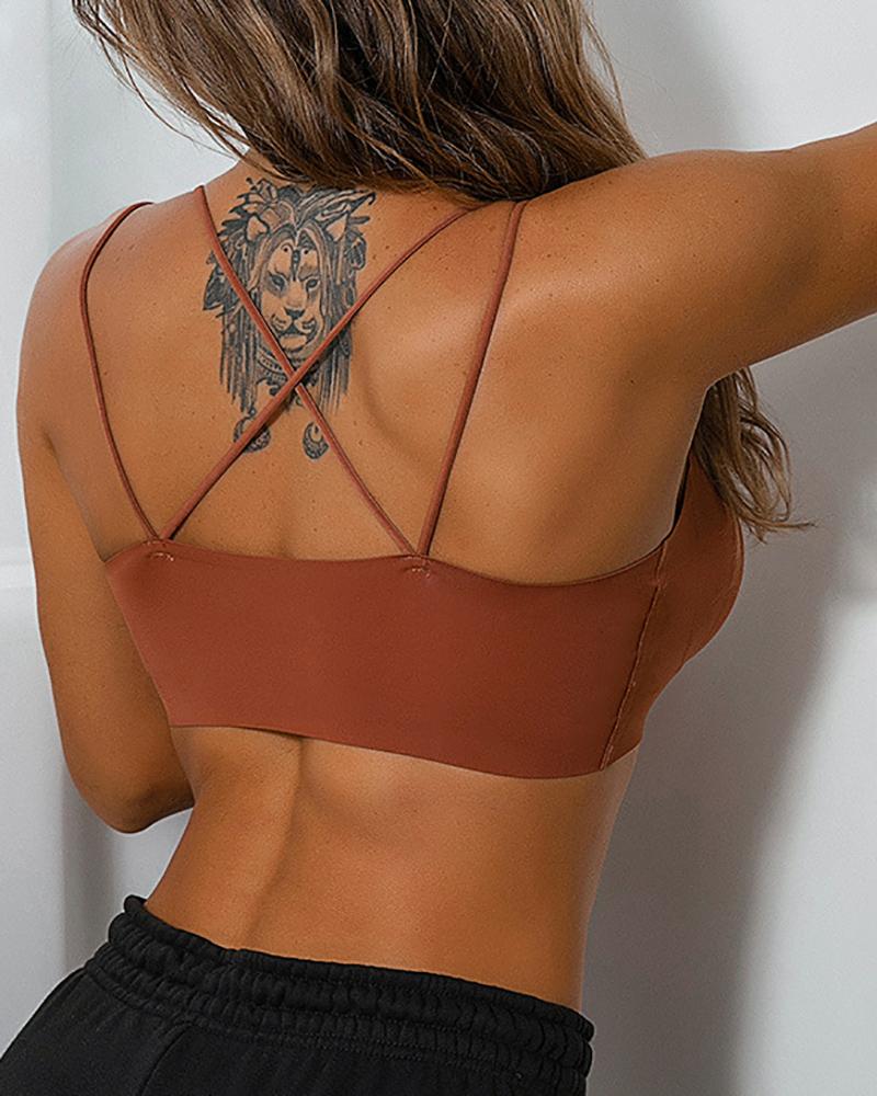 

V-Neck Seamless Crisscross Backless Bralette, Coffee